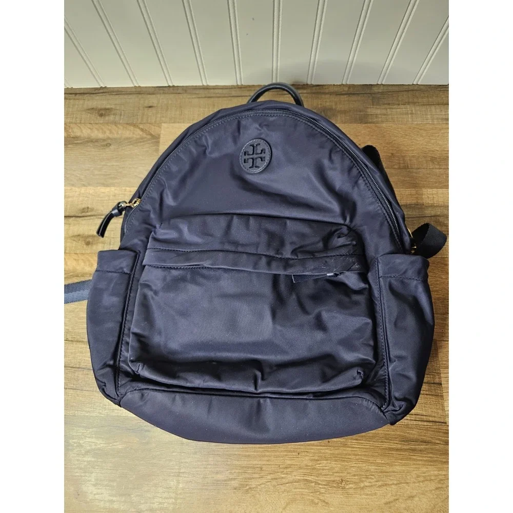 Tory Burch Ella Navy Blue Nylon Backpack Travel School